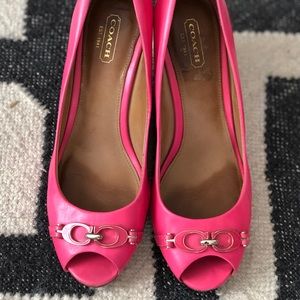 Coach Wedge Sandal - Coral Leather